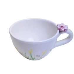 Bomboniera comunione tazza ceramica con fiori